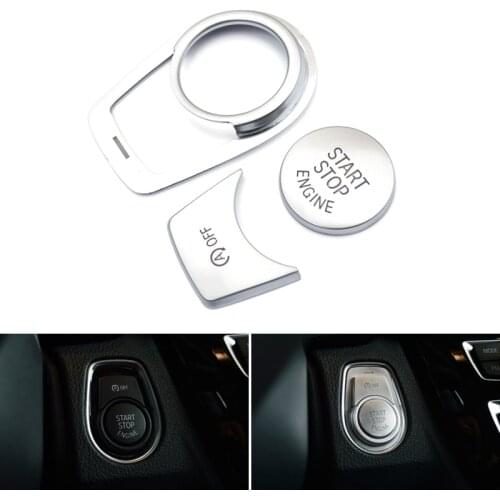 3pcs Car Styling ABS Chrome Interior Engine Start Stop Push OFF Button Cover Trim Stickers For BMW 1 2 3 4 Series 3GT X1