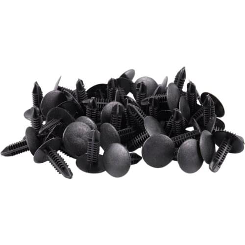 5mm x 5mm Hole Dia Black Plastic Rivets Fastener Push Clips 48 Pcs