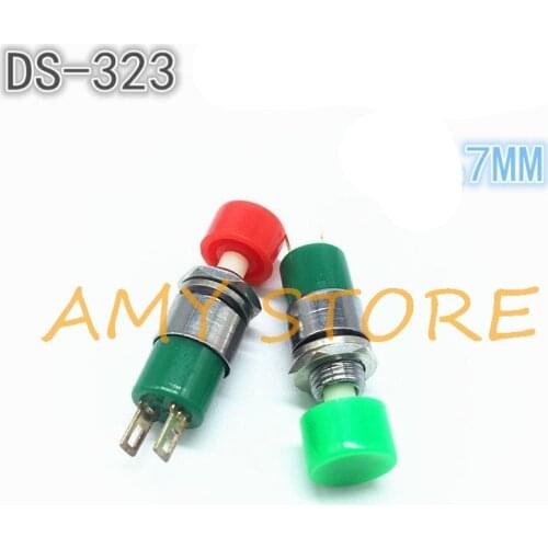 5pcs Mini DS-323 Momentary PushButton Switch 7mm Red Green 1A 250V Push to On OFF-(ON) DS323