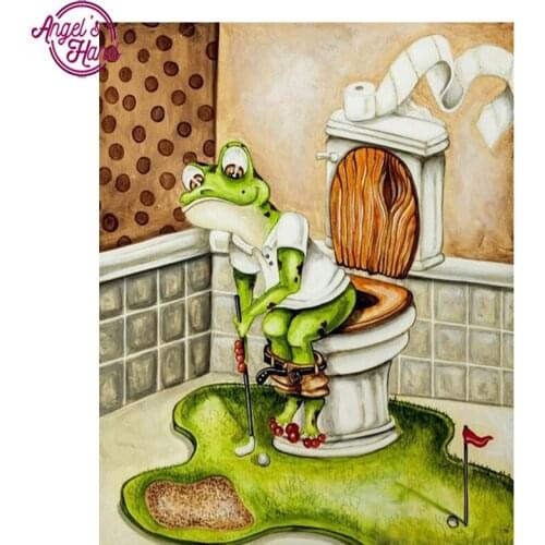 5D DIY diamond embroidery Toilet frog diamond painting Cross Stitch full square Rhinestone mosaic home decoration gift