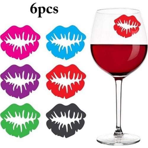 6pcs/set Creative Wine Glass Marker Creative Lip Silicone Wine Glass Marker Wine Glass Tag Bar Accessories Tools