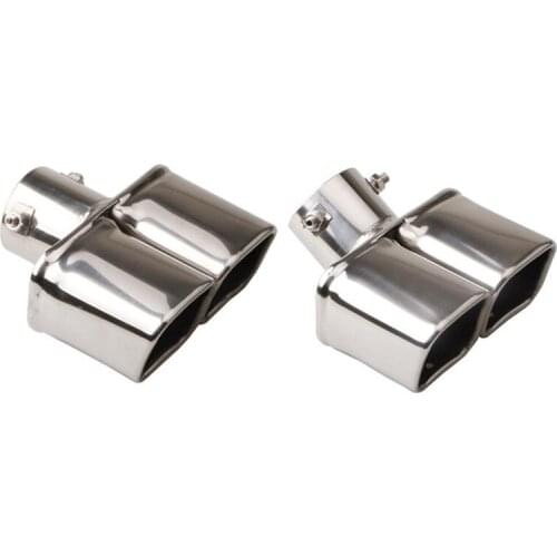 63mm Car Auto Exhaust Pipe Muffler Tail Pipe Outlet Nozzle End Universal Stainless Steel Square End One Change Two Double