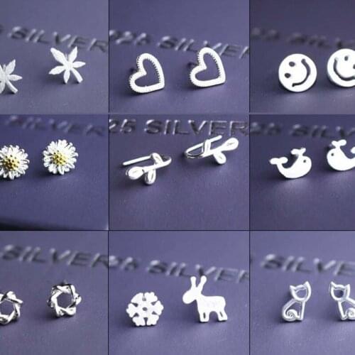 925 Sterling Silver Pin Exquisite silver earrings, fashionable and versatile Earrings carved with small animals