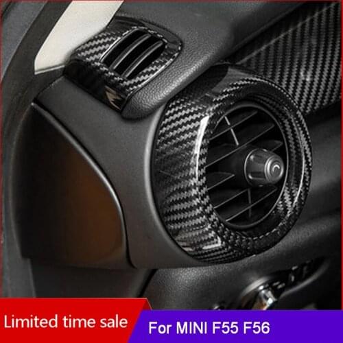 Car interior carbon fiber air outlet decorative protective cover sticker For BMW MINI ONE F55 F56 F57 Cooper JCW car styling
