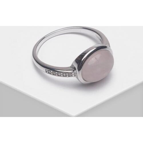 Amorita boutique 925 pink natural stone inlaid simple design ring