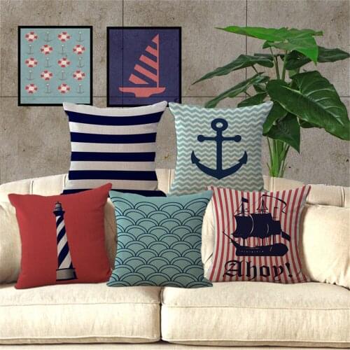ZXZXOON Decorative Throw Pillow Case Cover Marine Life Buoy Polyester Cushion Cover For Sofa Home Decor Capa De Almofadas