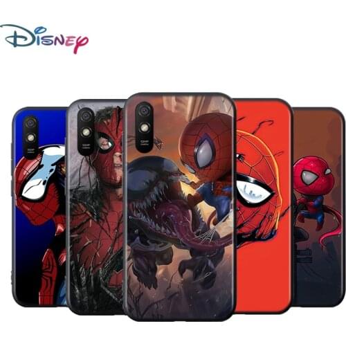 Venom and Spiderman For Xiaomi Redmi 9T 9I 9AT 9A 9C 9 8A 8 7A 7 6A 6 5A 5 4X PRO Prime Plus Black Soft Phone Case