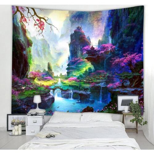 Fantasy Landscape Tapestry Mandala Bohemian Tapestry Art Deco Blanket Curtain Home Bedroom Living Room Decoration Bohemian Hippi