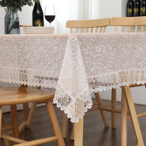 Proud Rose Pastoral Lace Tablecloths Transparent Table Cloth Rectangular Embroidered Round Table Cloth Wedding Decoration