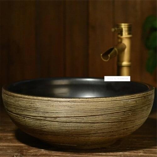 Bathroom Artistic Line Basin Household High Temperature Ceramics Sink Toilet Hand Made Washing Basin Bowl For Hotel Club KTV