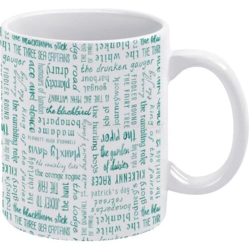 Irish Dance Sets-- Turquoise White Mug New Good Quality Print Mug 11 Oz Coffee Cup Irish Dance Set Dance Set Dances Hard Shoe W