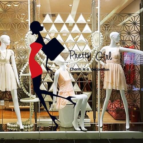 Pretty Red Dress Girls Wall Sticker Vinyl Waterproof Material removable Art Poster wardrobe For Girl room Decor stickers