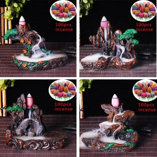 Creative Reflux Incense Holder Ceramic Backflow Waterfall Smoke Incense Burner Home Decor Teahouse Censer100/50/10pcs