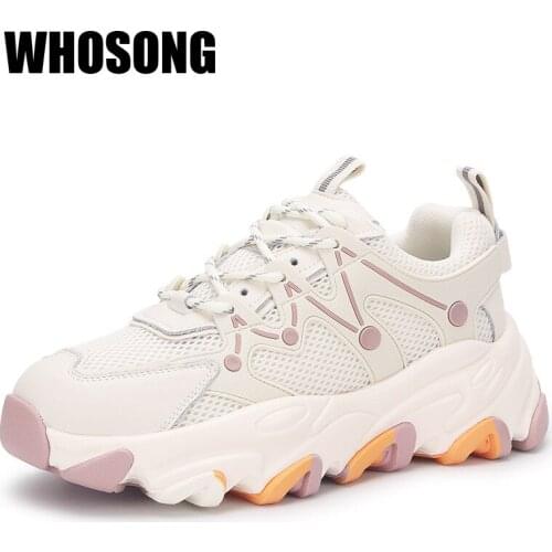 Women Sport Sneakers Ladies Real Leather Platform Shoes Girls Sneakers Female Brand Chunky Sneakers Thick Bottom Shoes Trainers