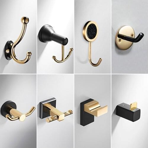 Robe Hooks Gold and Gold Brass Bathroom Accessories Towel Hanger Hooks For Clothes Coat Hat Bag Hooks Door Towel Hook Holder
