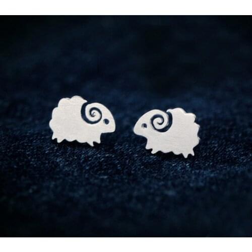 MloveAcc 100% 925 Sterling Silver Women Lovely Animal Sheep Stud Earrings for Girls Kids Xmas Gift