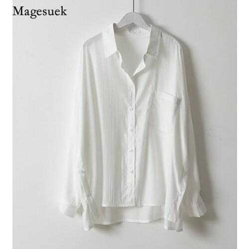 Fashion Long Sleeve White Shirt Casual Loose Blouses Women Tops Clothes 2021 Turn-down Collar OL Style Button Shirt Blusas 16306