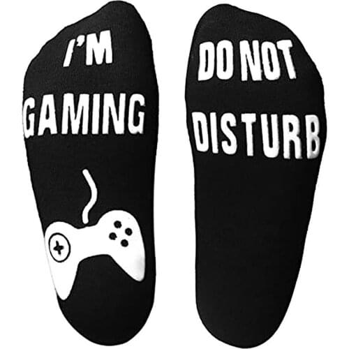 Funny Words Socks For Men Women Wine Food Coffee Math Gaming Black Cotton Winter Warm Casual Letter Fun Socks Non-slip Xmas Gift