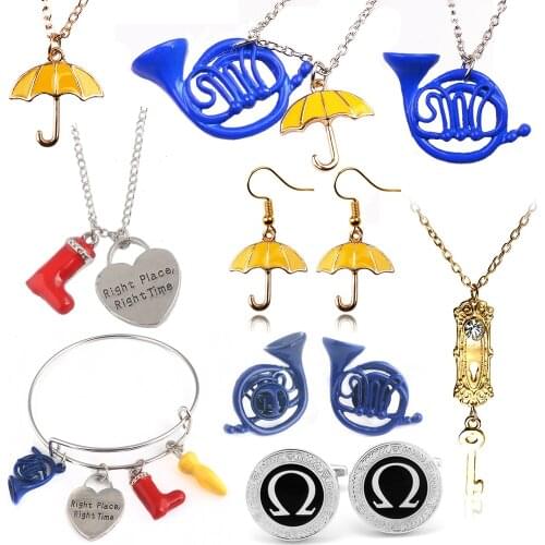 20Pcs/Lot How I Met Your Mother Necklace Blue French Horn Yellow Umbrella Valentines Day Gift Girl Necklace