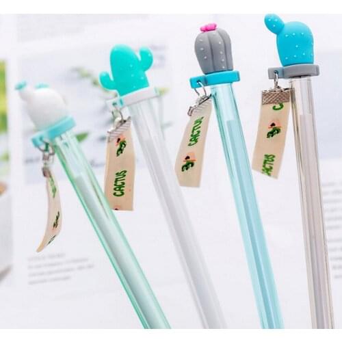 30pcs/lot lovely 3D cactus plastic plastic gel pen cute signature writing pen gifts for school and office supply wholesale