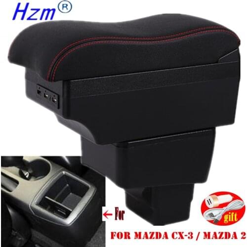 For mazda CX-3 Armrest 2018 For mazda 2 skyactiv version cx3 CX-3 Car Armrest Storage box car accessories Charging with USB