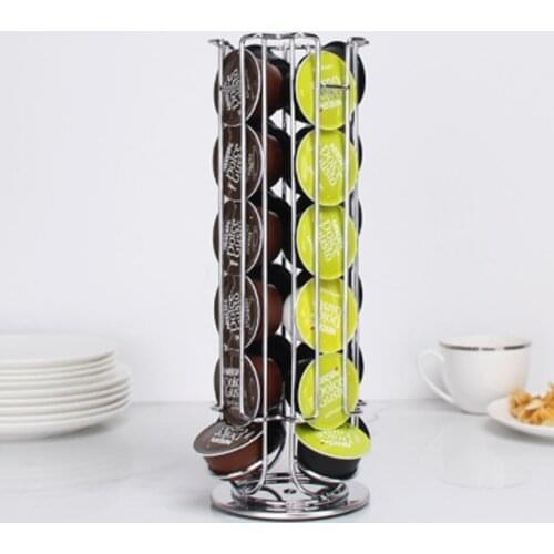 Storage 24PCS Dolce Gusto Stand Display Rack Rotatable Coffee Pods Plating Holder 2020 Fashion Capsule Black High-Capacity Rack