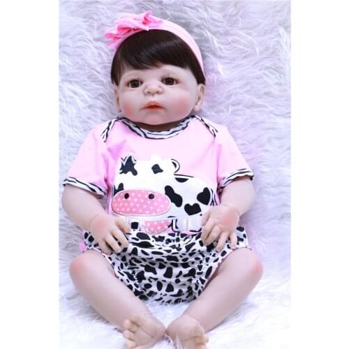 Full Silicone Vinyl Reborn Baby Doll Realistic Girl Babies Dolls 22 Inch 55 cm Lifelike Princess Kids Toy Children Birthday Gift