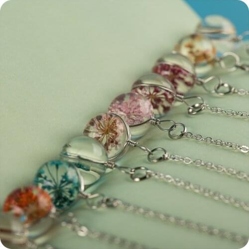 Transparent Glass Eardrop Dried Flower In Glass Ball Earrings Fantasy DIY Ear Lines Dangle Earring For women #BZ201