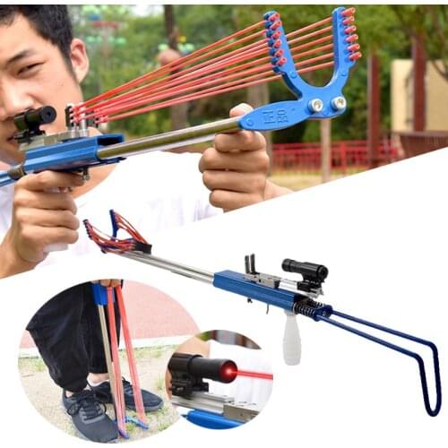 Piaoyu Powerful Slingshot Rifle Outdoor Shooting Stainless Steel Catapult with 12 Strand Rubber Band Laser Hunting Slingshot
