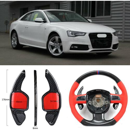 Carbon Fiber Gear DSG Steering Wheel Paddle Shifter Cover Fit For Audi A5 2012-2016