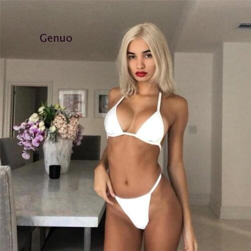 Sexy Women Summer Swimwear Bikini Set Bra G-String Thong Beach Triangle Swimsuit Push-up Bra Two Piece Bandage Beachwear