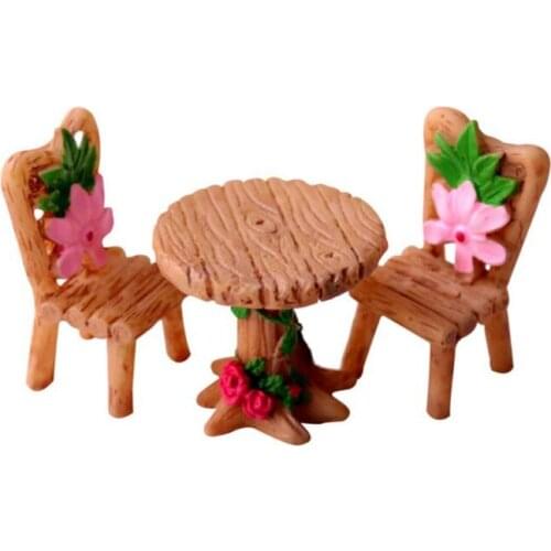 Table Chair Resin Craft Micro Landscape Ornament Fairy Garden Miniature Terrarium Figurine Bonsai Decoration