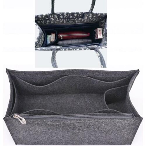 For Book Tote Felt Cloth Insert Speedy Bag Organizer Makeup Handbag Organizer Travel Inner Purse Baby Cosmetic Mommy Bag