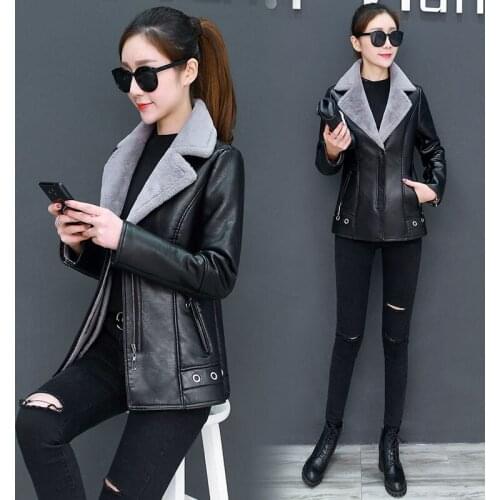 Woman Leather Trench Coat Female Long Sleeve Loose Fit Fall Stylish Black Clothing Ladies Turndown Collar Zipper Pu Overcoat Q47