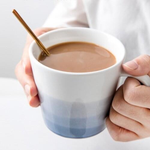 Wuhai Gradient Colored Ceramic Cup Design Coffee Cup Mark Cup Simple Large Caliber Drinking Cup