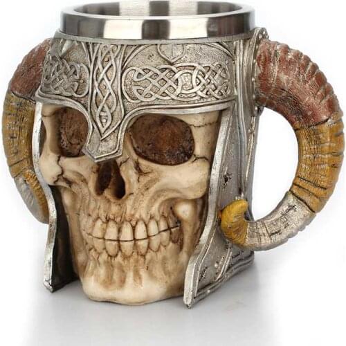 Vikingo ram stainless steel cup with horn pit lord warrior beer goat horn resin cup coffee cup halloween tea set bar gift