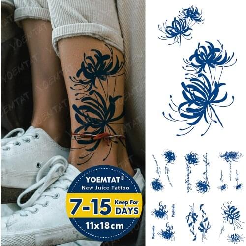 Juice Lasting Waterproof Temporary Tattoo Sticker Mehndi Flower Rose Henna Flash Tattoos Women Ankle Ink Body Art Fake Tatto Men