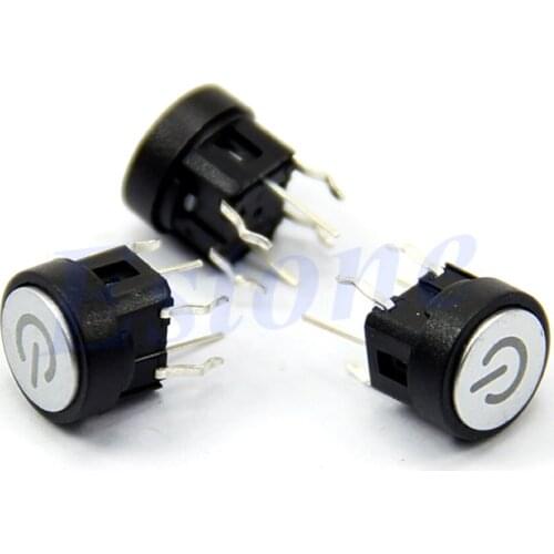 Momentary Latching Computer Case Switch Green Led Light Power Symbol Push Button #RW1209