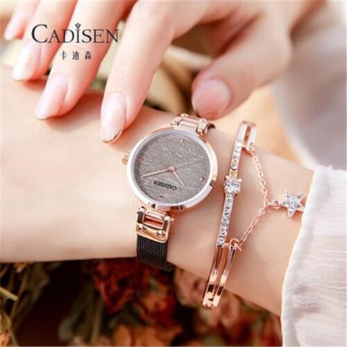 CADISEN 2020 new women watch luxury brand watch ladies Sapphire Dial Quartz wristwatch gold stainless steel dress gift for women