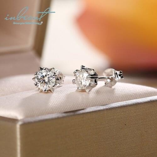 1 ct Total 2 Carat Moissanite Earrings Pass Diamond Test D Color Romantic Love Snowflake Moissanite Stud Earrings Fine Jewelry