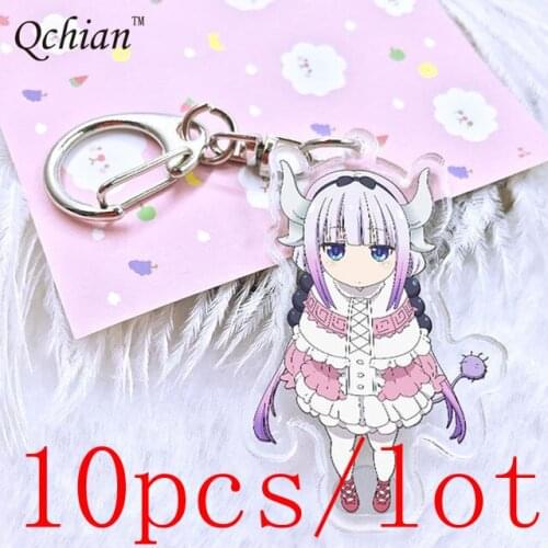 10pcs/lot Anime Kobayashis Dragon Maid KannaKamui Acrylic Keychain Promotional Gift Decoration Pendant Jewelry