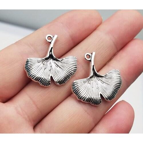 15pcs/lot--23x25mm, Antique silver plated Ginkgo Leaf charms,DIY supplies,Jewelry accessories
