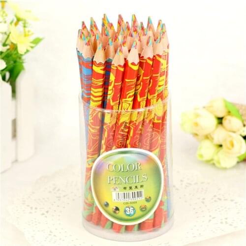 36Pcs/Set Wooden colored pencil graffiti thick multicolor core hexagonal color core artist rainbow pen