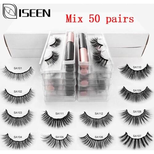 Wholesale 5/10/20/50pcs Magnetic Eyelashes 3D Mink Fake Eyelash Magnet Eyeliner Fake Eyelash Waterproof Liquid Eyelash Makeup