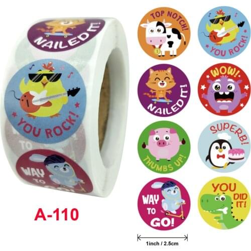 500pcs "Super" Reward Sticker 8 Designs Cartoon Animals Words Sticker Good for Teachers Kids Boys Girl Toy Sticker Decoration