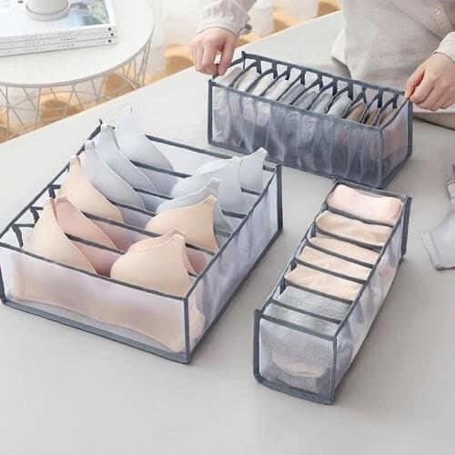 6/7/11 Grids Closet Storage Drawer Divider Underwear Storage Box Foldable Bra Socks Glove Scarves