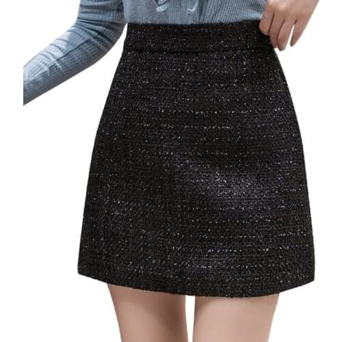 White/black tweed skirts womens korean style mini skirt 2020 autumn winter high waist plaid elegant woman skirts vintage faldas