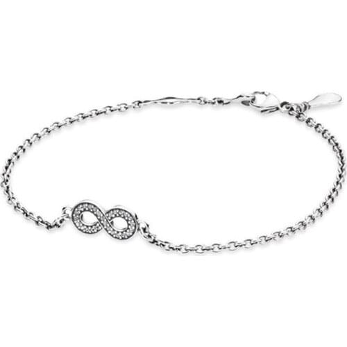 Pan home eternal symbol S925 silver shining love infinitely adjustable bracelet strap fashion female elegant temperame