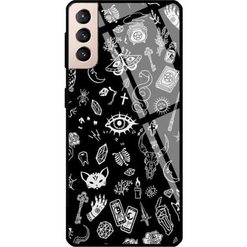 Gothic Magic Wicca Mystic Witchcraft Tempered Glass Case For Samsung Galaxy S10 Plus Note 10 S8 S9 S20 FE S21 Note 20 Ultra