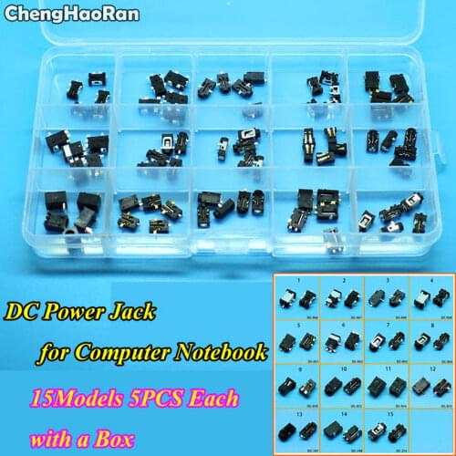 ChengHaoRan 15Models 75PCS Tablet PC MID/Laptop DC Power Jack Connector for Samsung/Asus/Acer/HP/Dell/Sony/Lenovo With a box
